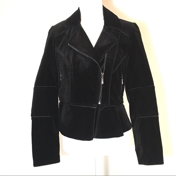 White House Black Market Jackets & Blazers - White House Black Market Velvet Moto Jacket NWT 6